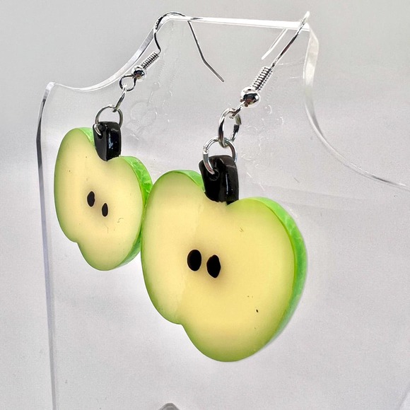 Apple Slice Earrings - Teacher Earrings - School Earrings - Summer Fruit Earring - Picture 6 of 10